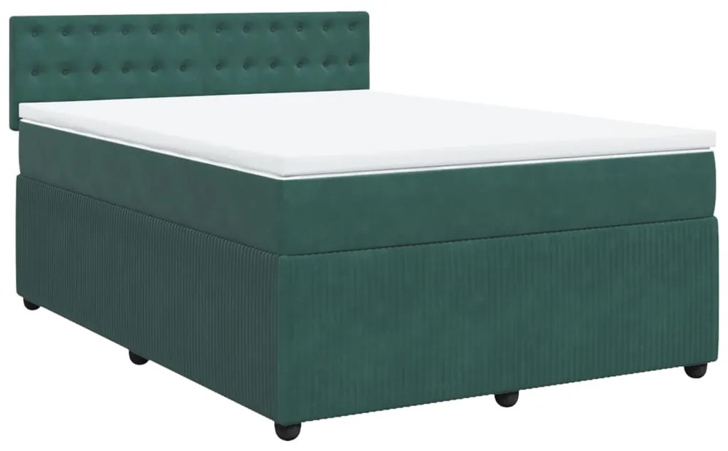 3287797 vidaXL Pat box spring cu saltea, verde închis, 160x200 cm, catifea