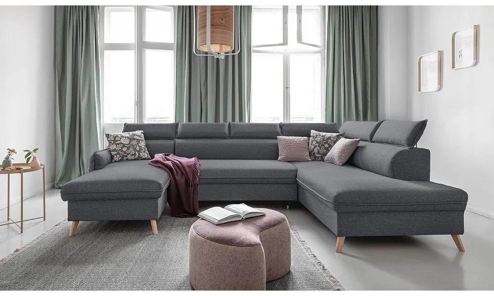 Colțar gri închis extensibil (cu colț pe partea dreaptă) Sweet Harmony – Miuform