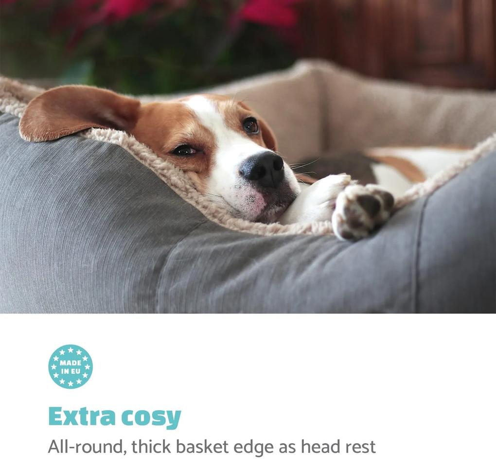 Emma, ​​culcuș pentru câine, coș pentru câine, lavabil, antiderapant, respirabil, saltea față-verso, pernă, dimensiunea S (67 × 20 × 59 cm)