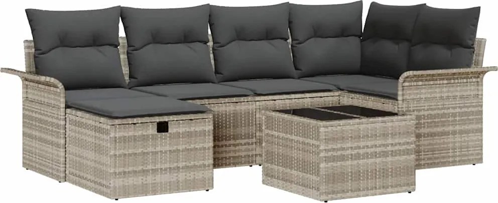 vidaXL Set de canapele pentru grădină cu pernă 7 pcs Rattan poli