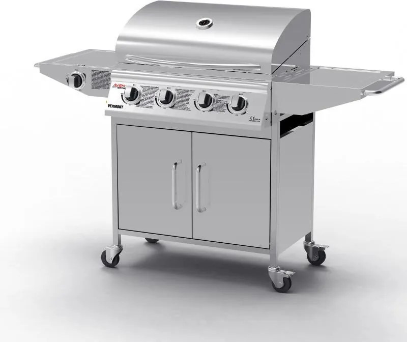 Grătar BBQ pe gaz din inox cu arzător lateral Avenberg VERMONT