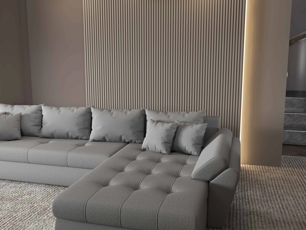 Colțar extensibil dumonde cu ladă de depozitare si sezut confortabil din spuma high-density, Loana XL Enjoy Gri II 335x185 cm