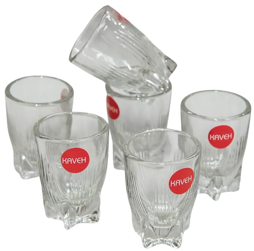 Set 6 pahare sticlă transparente pentru vișinată, cu striații, 40 ml