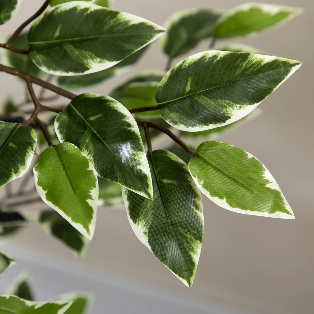 HOMCOM Ficus artificial in ghiveci cu 702 frunze multicolore, Plante artificiale pentru interior si exterior, 130 cm | AOSOM RO