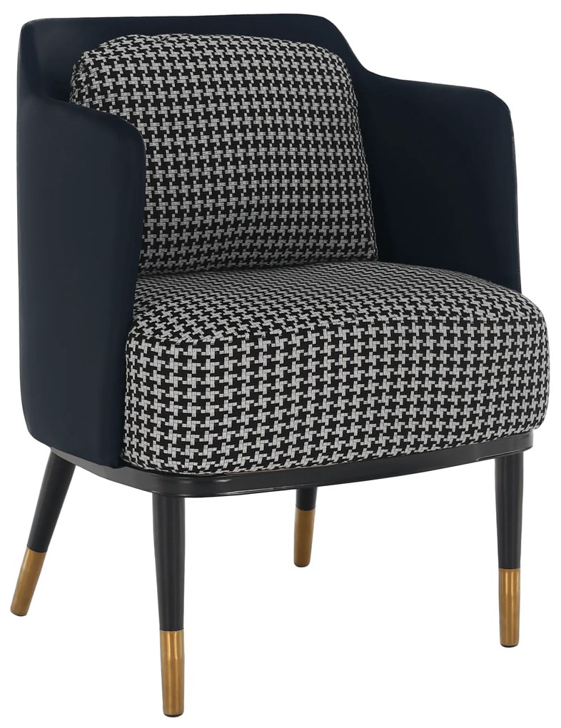 Fotoliu design, model alb-negru/ piele ecologică albastru închis, EMREN