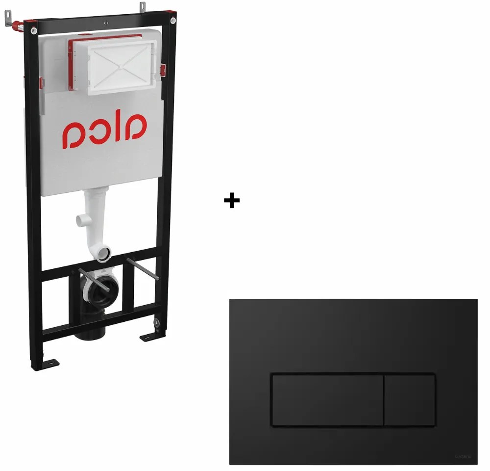 Set rezervor incastrat Alcaplast, cu clapeta de actioanre negru mat Cersanit Opti B1