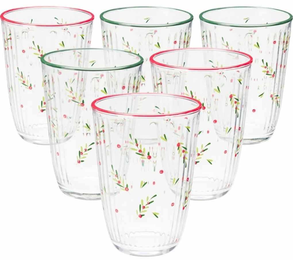 Set de 6 pahare de Crăciun Xmas Leaves 395 ml