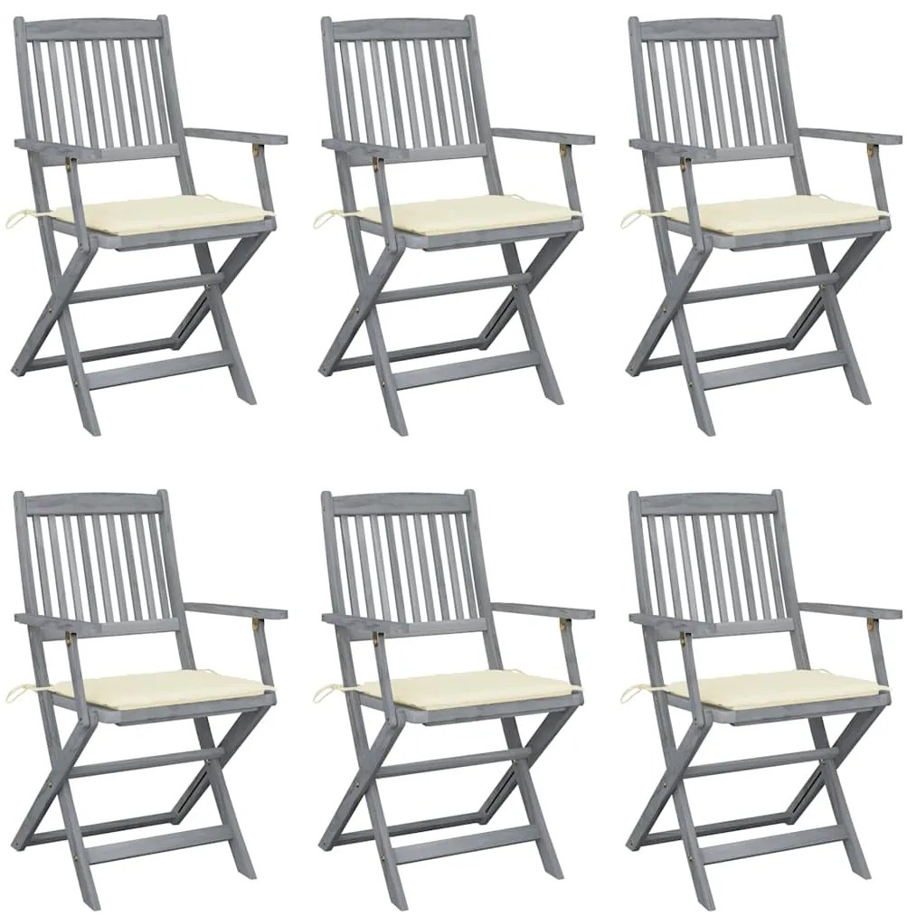 vidaXL Scaune pliante de exterior cu perne 6 buc. lemn masiv de acacia