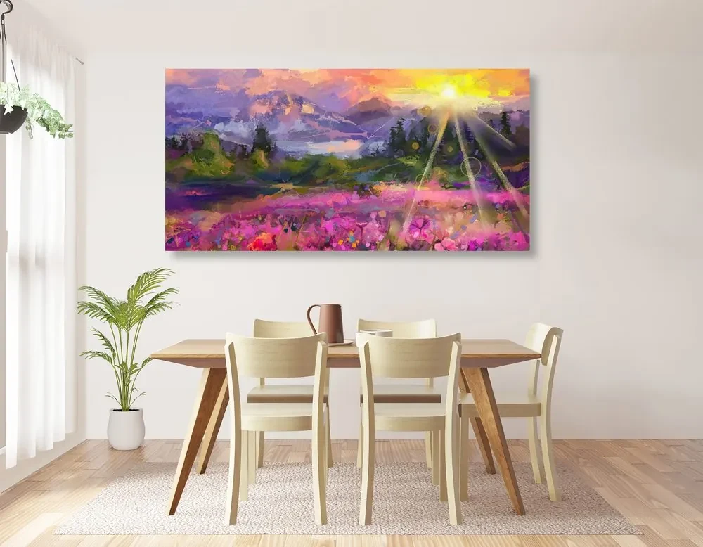 Tablou pictură în ulei peisajul multicolor