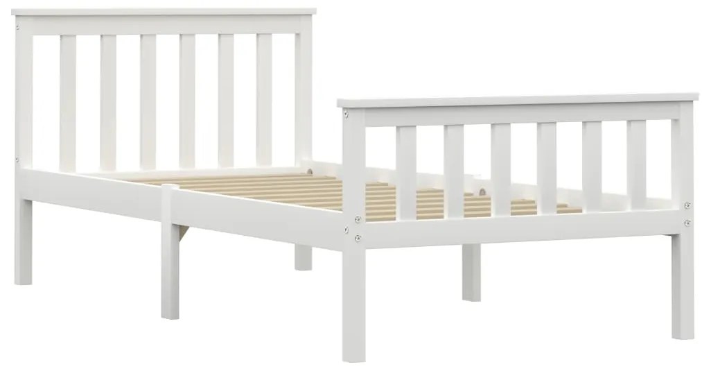 283214 vidaXL Cadru de pat, alb, 90 x 200 cm, lemn masiv de pin