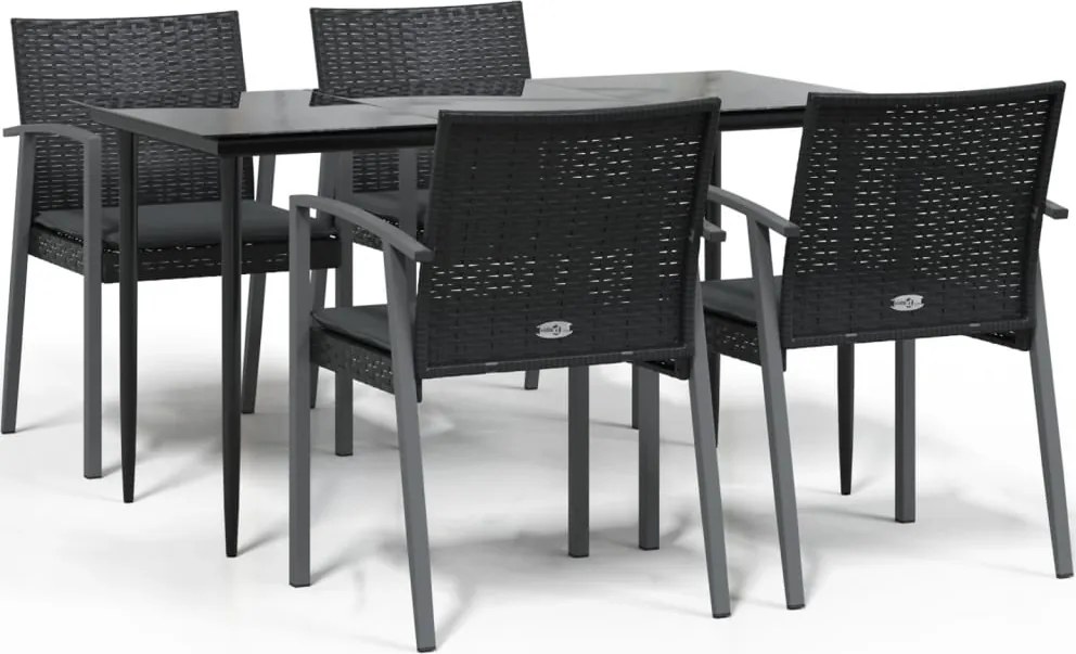 vidaXL Set mobilier de grădină cu perne, 5 piese, poliratan și oțel