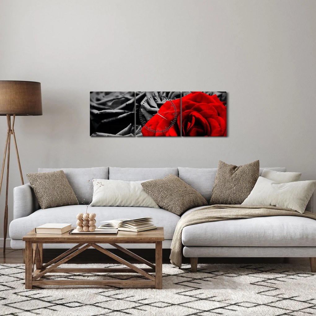 Tablou - Trandafir (cu ceas) (90x30 cm)