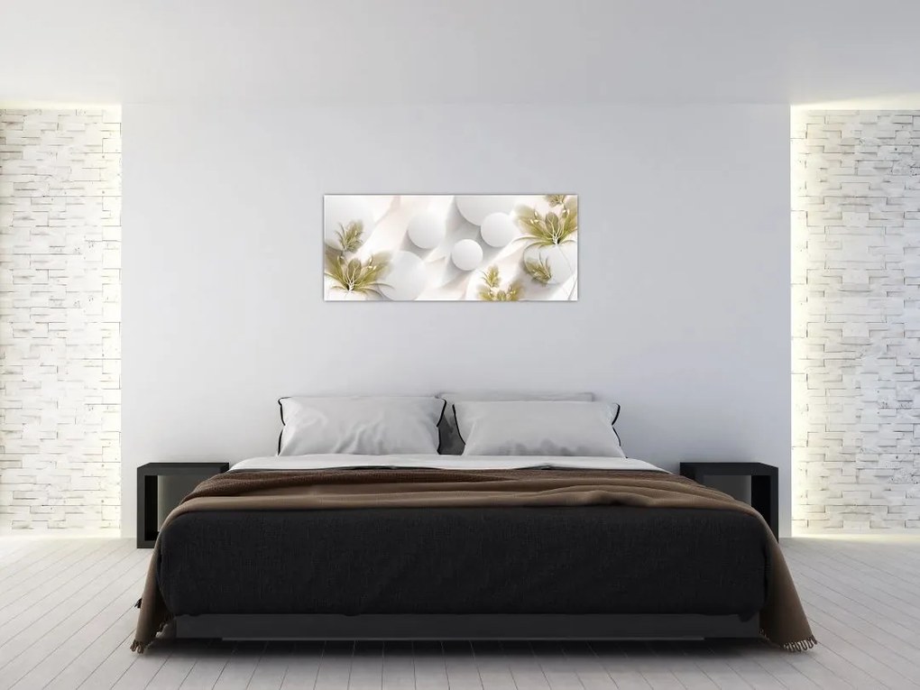 Tablou - 3D cercuri cu flori (120x50 cm)