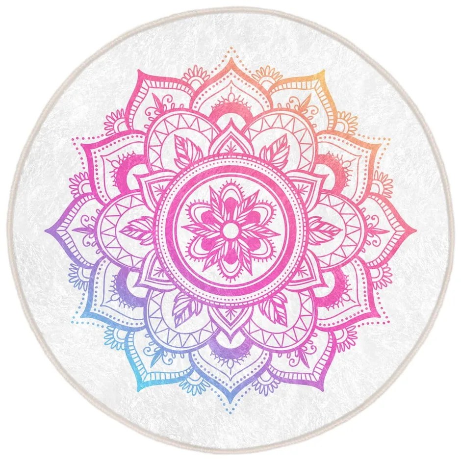 Covor rotund alb-roz lavabil adecvat și pentru aspiratoare robot ø 80 cm Comfort – Mila Home