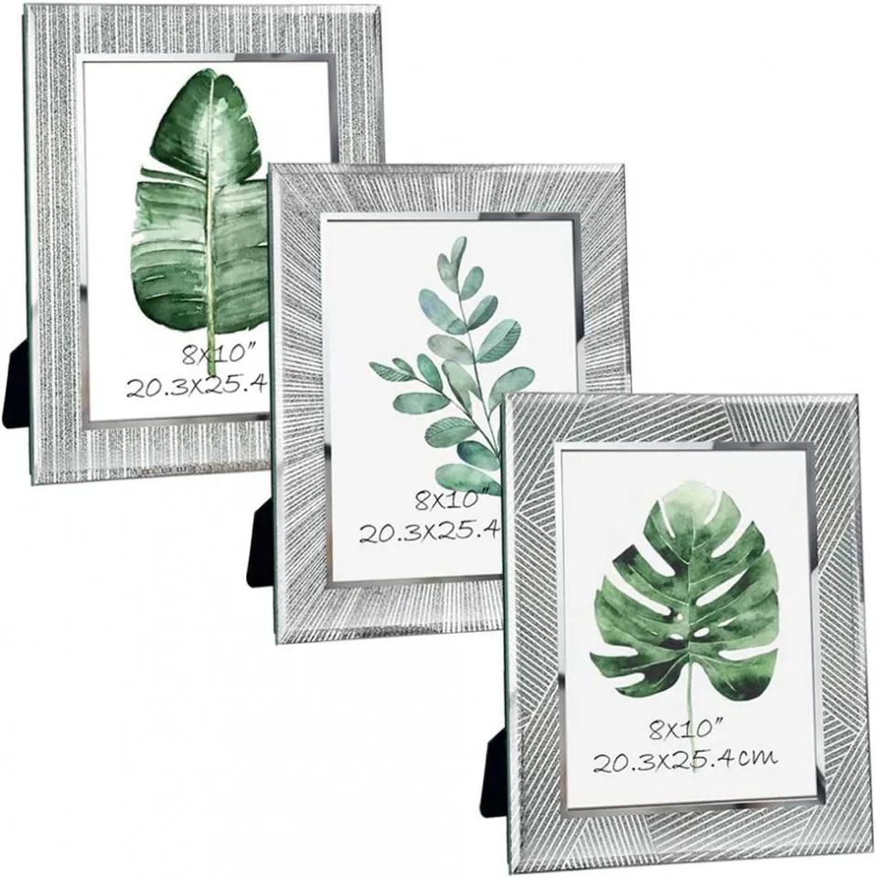 Set de 3 rame foto Giftgarden, sticla, argintiu, 25,4 x 30,3 cm