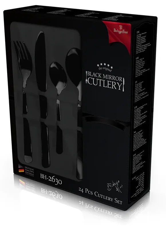 Set de tacamuri 24 de piese negru lucios Berlinger Haus BH 2630A