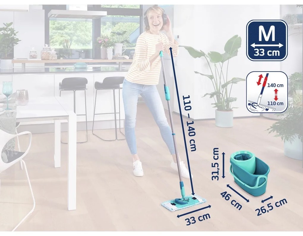 Set mop Leifheit Set Clean Twist M Ergo + rezervăStatic Plus GRATIS