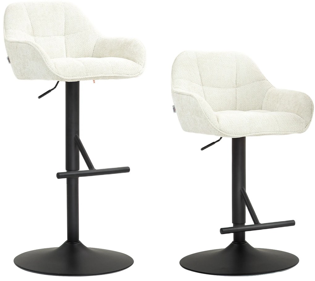 HOMCOM Lot de 2 taburete de bar, scaune de bar, înălțime reglabilă, material textil efect in și bază din oțel, 52,5 x 53 x 86,5-108 cm, crem | Aosom Romania
