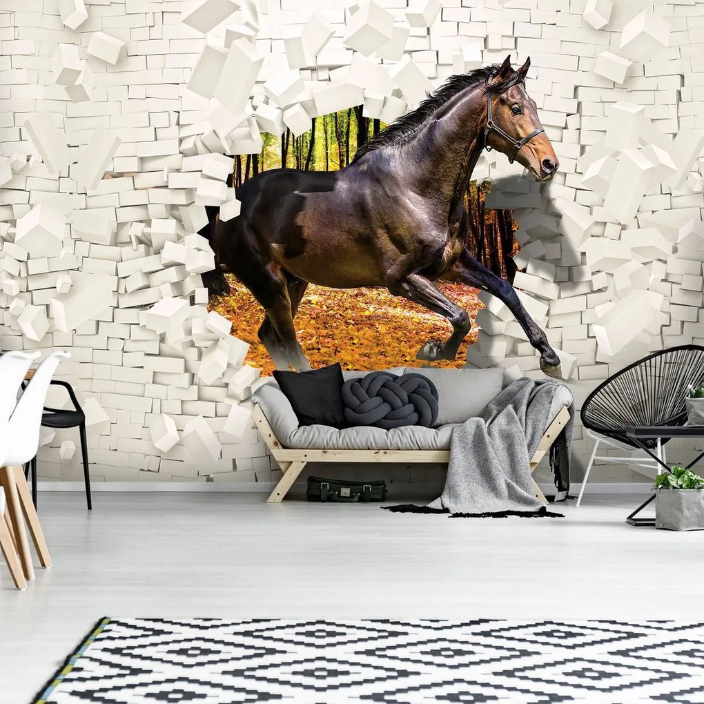 Fototapet - Calul a sărit din perete 3D (152,5x104 cm)