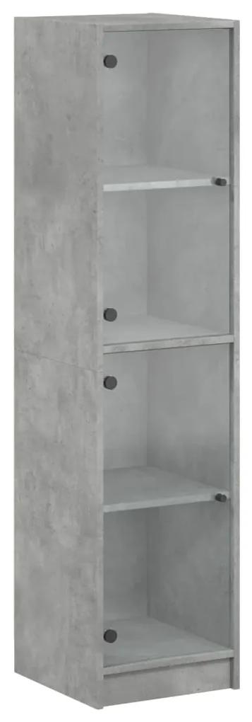 836437 vidaXL Dulap cu uși din sticlă, gri beton, 35x37x142 cm