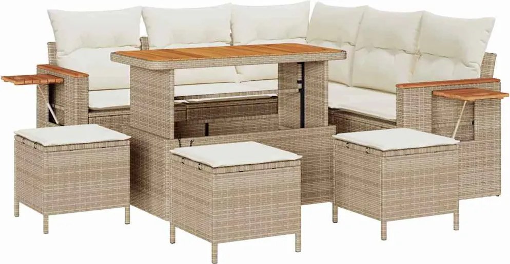 vidaXL Set de canapele pentru grădină 10 pcs Bej și crem poliratan