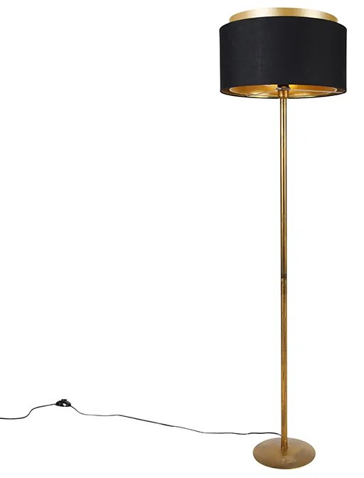 Lampa de podea moderna aurie cu abajur negru cu auriu - Simplo