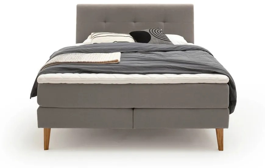 Pat boxspring gri deschis 160x200 cm Stockholm – Meise Möbel