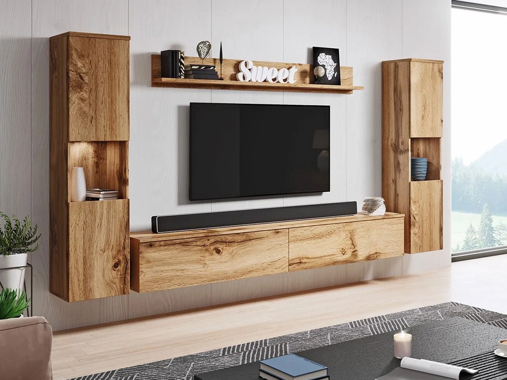 Mobilier living Nova XL (Stejar wotan) (Iluminat LED alb). 1060058