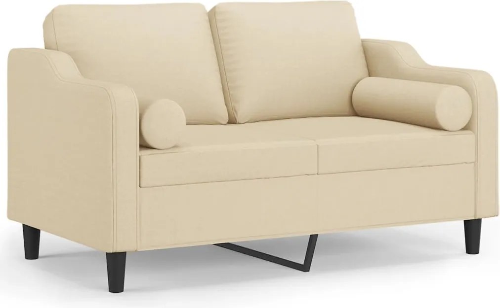 vidaXL Canapea cu 2 locuri cu pernuțe, crem, 120 cm, textil