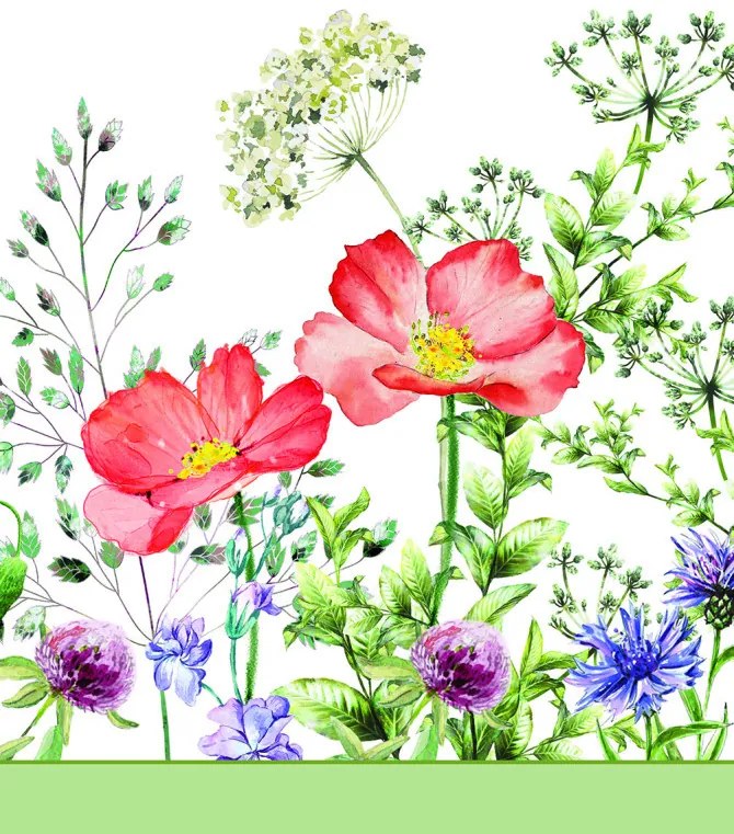 Colorat Meadow in June Față de masă din hârtie cu flori 120x180 cm