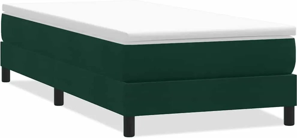 vidaXL Pat cu arcuri fără saltea verde închis 90x220 cm catifea