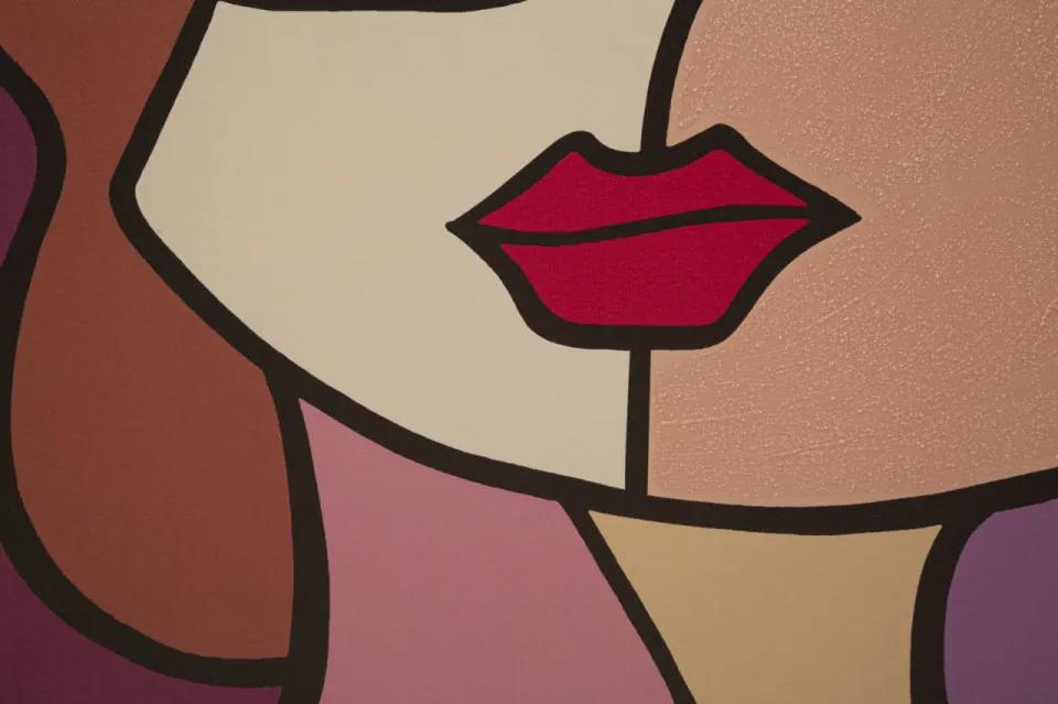 Tablou decorativ multicolor din lemn de Pin si panza, 60x3x90 cm, Faces-B Mauro Ferretti