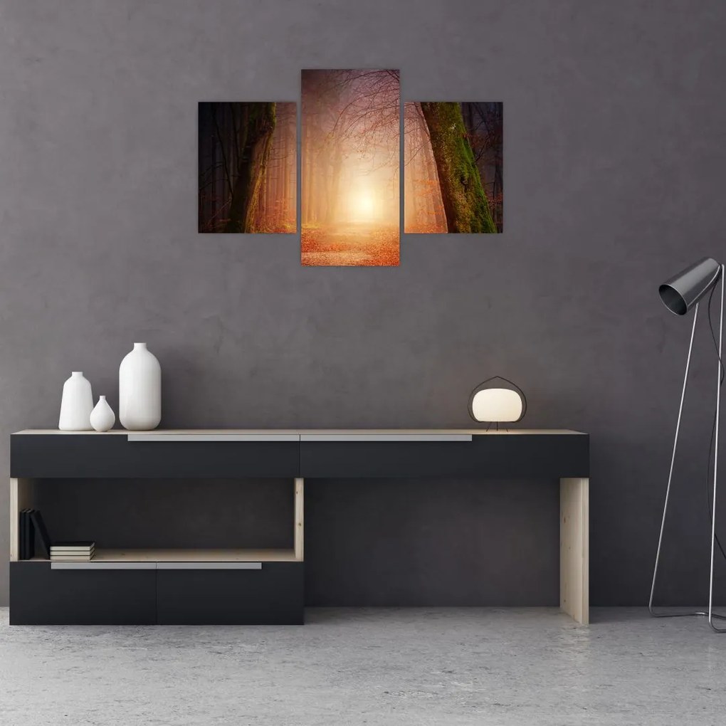 Tablou cu pădurea toamna în ceață (90x60 cm)