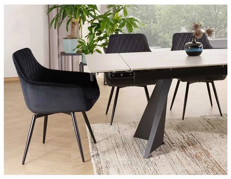 Scaun de bucătărie Alcano Velvet, negru