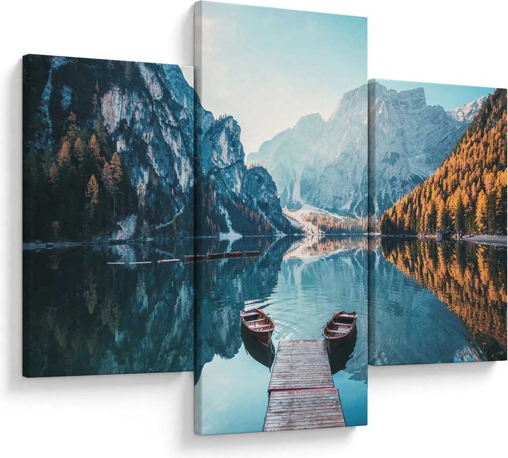 Tablou - Bărci pe Lacul Braies (90x60 cm)