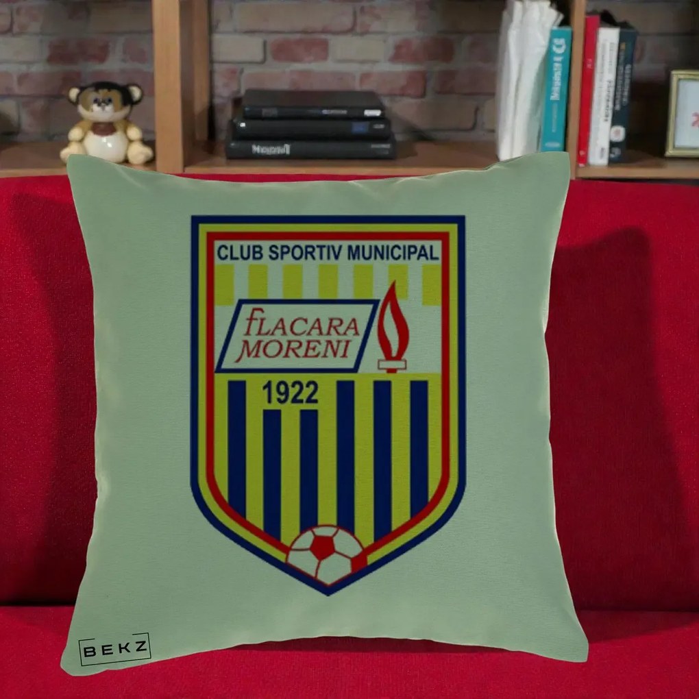 Perna Personalizata CSM Flacara Moreni 1922 Fotbal, 40x40 cm, Verde, Husa Detasabila, Perna Inclusa, BEKZ®