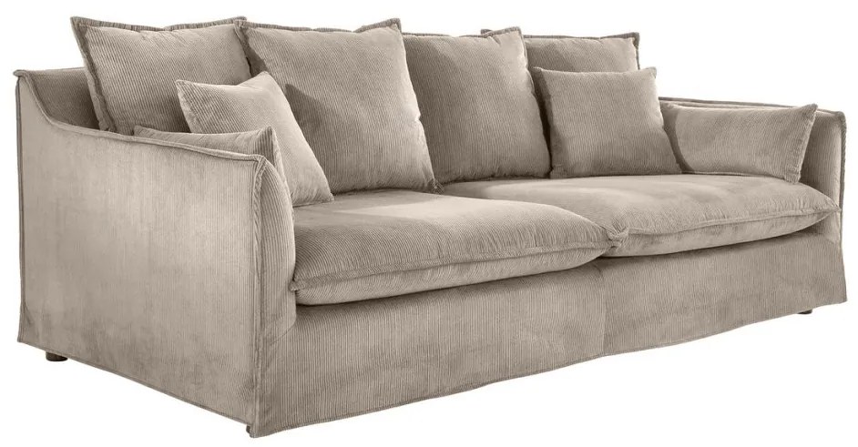 Canapea confortabila Heaven 200cm, catifea raiata greige