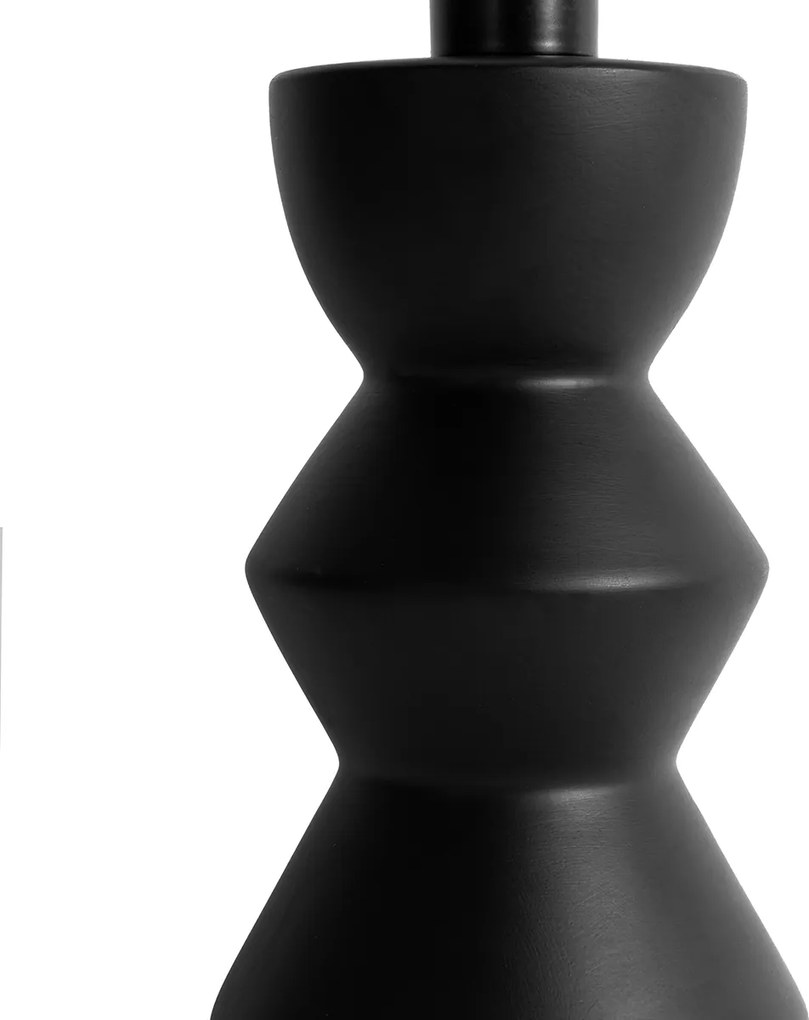 Lampă de masă de design cu abajur negru din catifea, negru cu auriu, 35 cm - Alisia