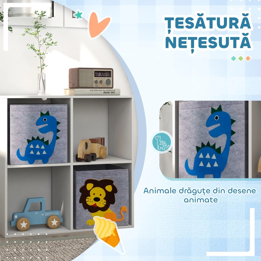 ZONEKIZ Cutii Depozitare Jucării cu 2 Sertare, Material Netesut, Alb | Aosom Romania