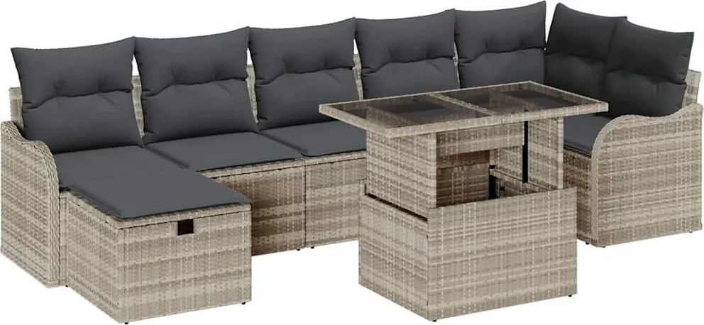 vidaXL Set de canapele pentru grădină 8 pcs Gri deschis Rattan poli