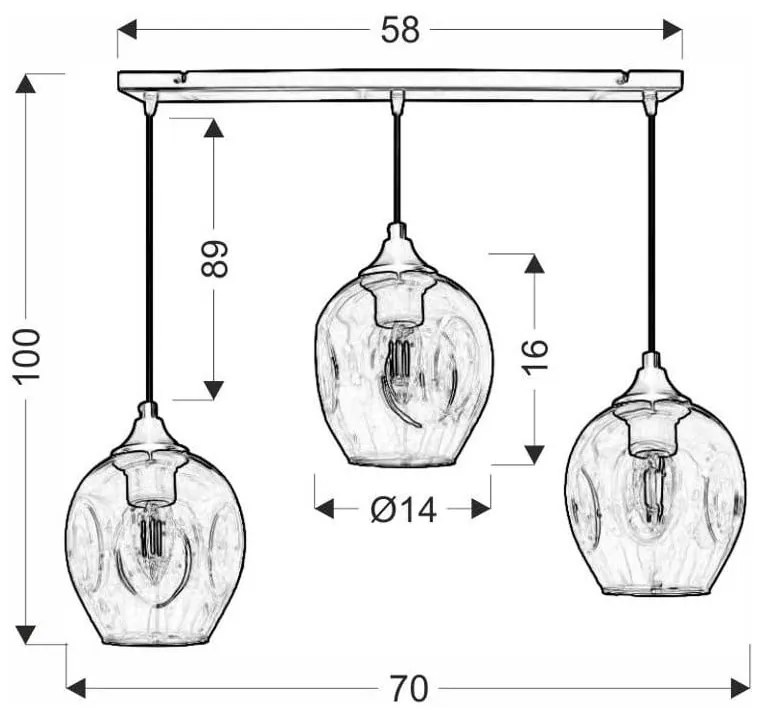 Lustră neagră cu abajur din sticlă 14x70 cm Aspa – Candellux Lighting