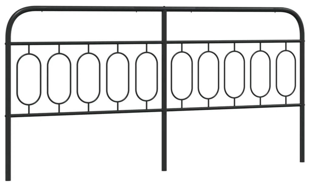 377155 vidaXL Tăblie de pat metalică, negru, 200 cm