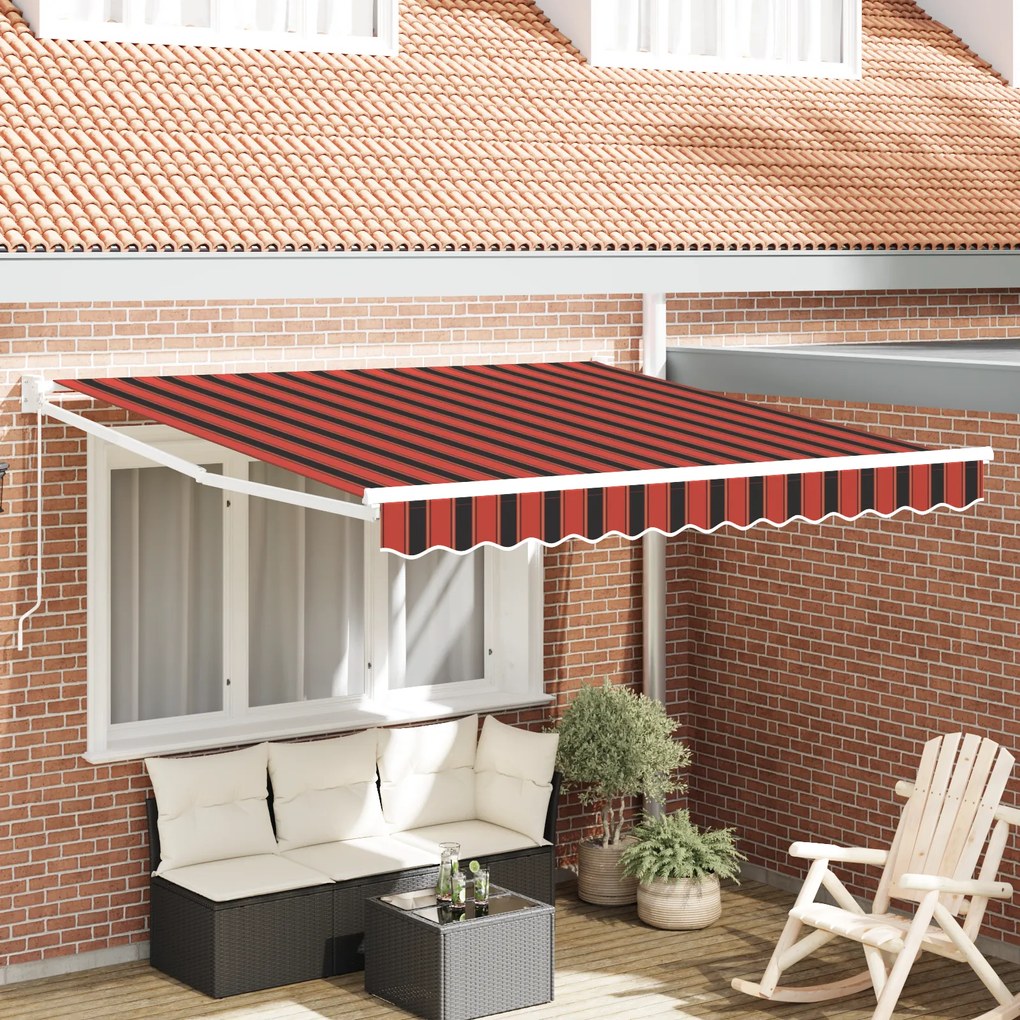 vidaXL Copertină Manuală Retractabilă Portocalie și Maro 350 x 250 cm
