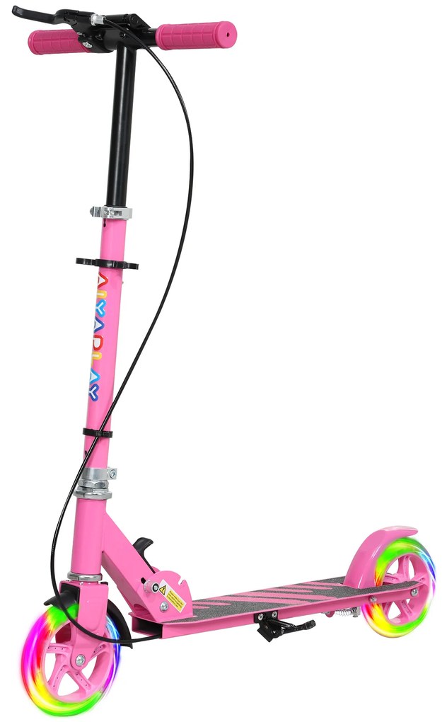 AIYAPLAY Trotinetă pentru copii, frâne duble, cadru metalic, suport pentru picioare, pliabilă, 3-8 ani, Roz | Aosom Romania