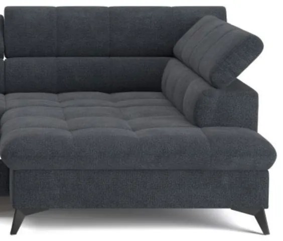 Canapea colțar extensibilă în L MARANO, dreapta, neagră