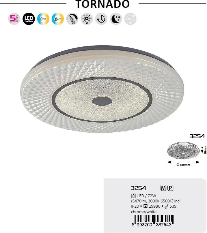 Plafoniera LED cu telecomanda Tornado