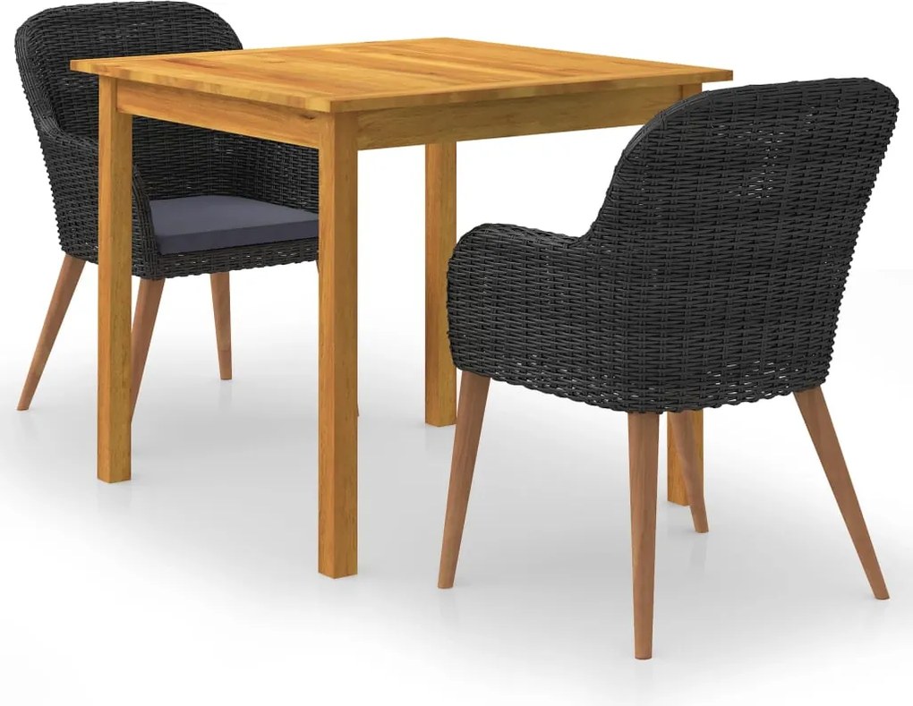 vidaXL Set mobilier de grădină, 3 piese, negru
