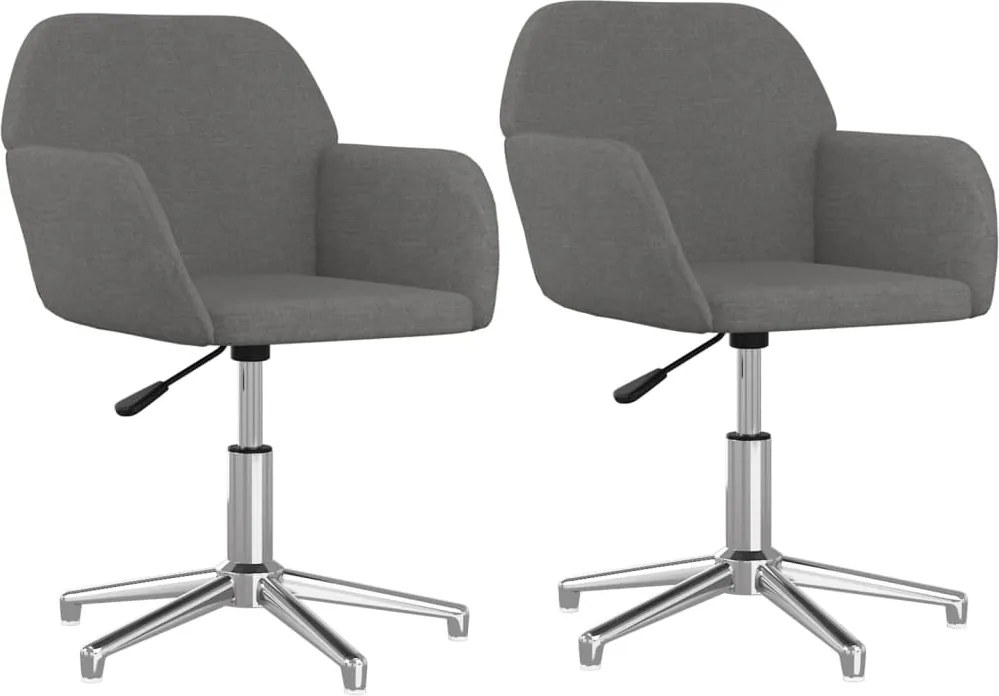 vidaXL Scaune de bucătărie pivotante, 2 buc., gri deschis, textil