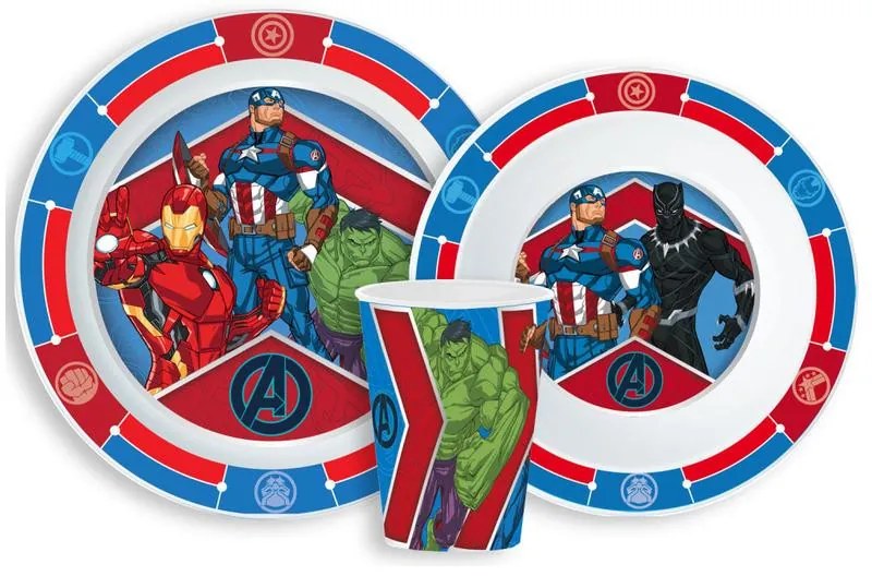 Avengers Army set de masă, set de plastic micro, cu pahar 260 ml