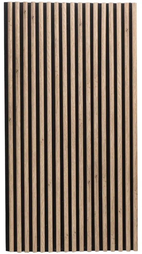 Panou riflaj acustic decorativ, MDF si pasla, AC13, 240x60x2.1cm, Stejar